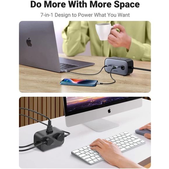 UGREEN 100W USB C Charging Station,USB C, Desktop  3 AC, 3 USB C and 1 USB A - Picture 6 of 8